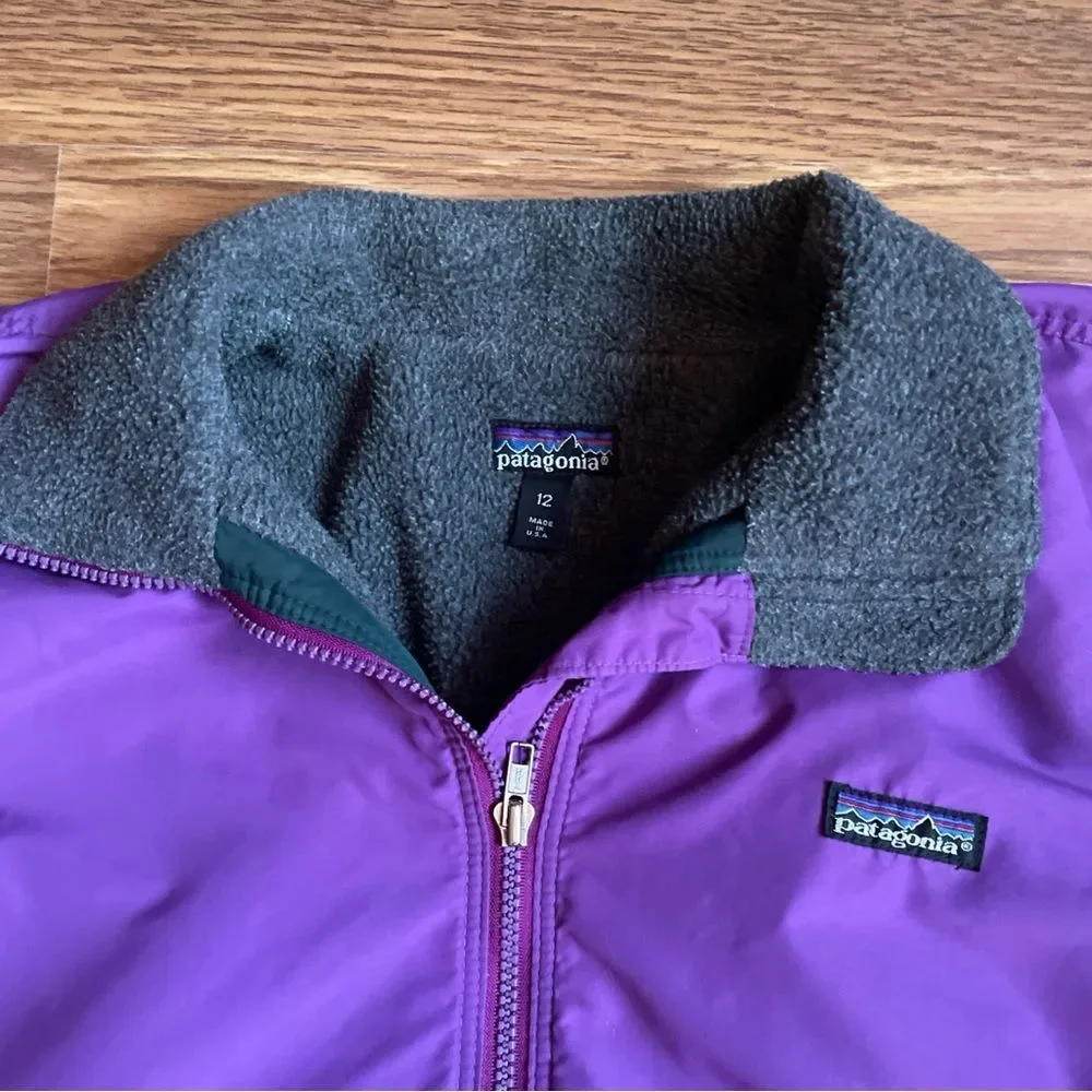 VTG 90s Patagonia Shelled  Jacket Women’s 12 Purple Fleece Lined USA